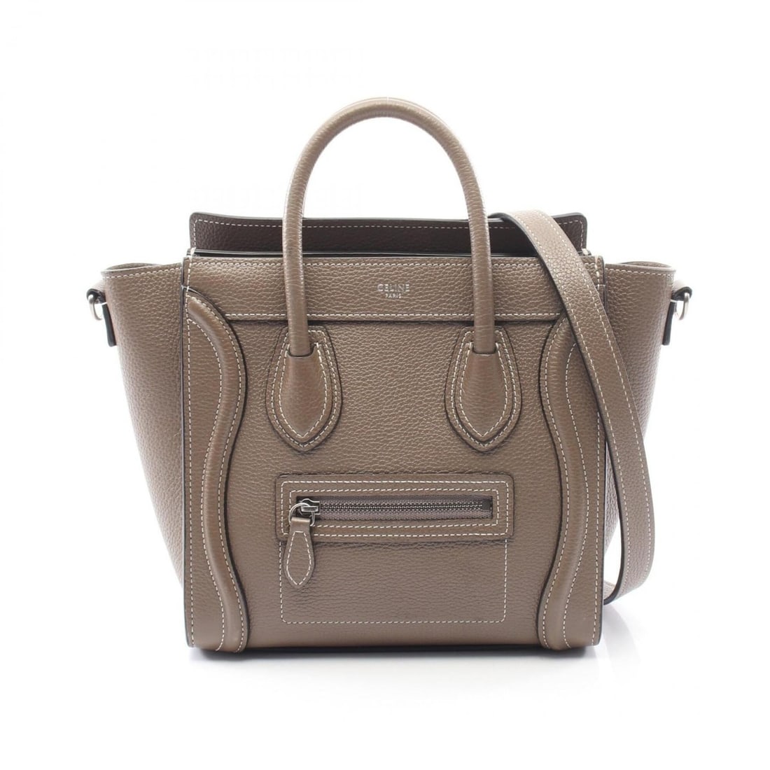 Celine Luggage Nano Shopper 2-Way Handbag, Leather, Women's, Beige, 189243 (1 of 10)
