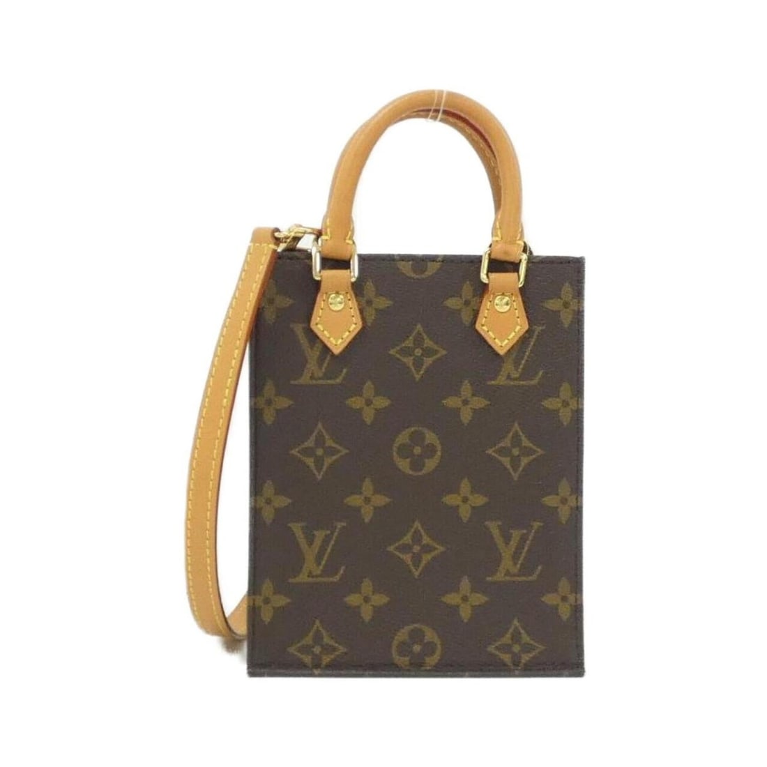 Louis Vuitton Monogram Petite Sac Plat M81295 Handbag: --- Catalog ---Category: SizeSize (HxWxD): 17cm x 14cm x 5cm / 6.69'' x 5.51'' x 1.96''Category: DesignType: HandbagColor: MarronGender: WomenMaterial: Coated canvas Hardware Color: GoldCategory: