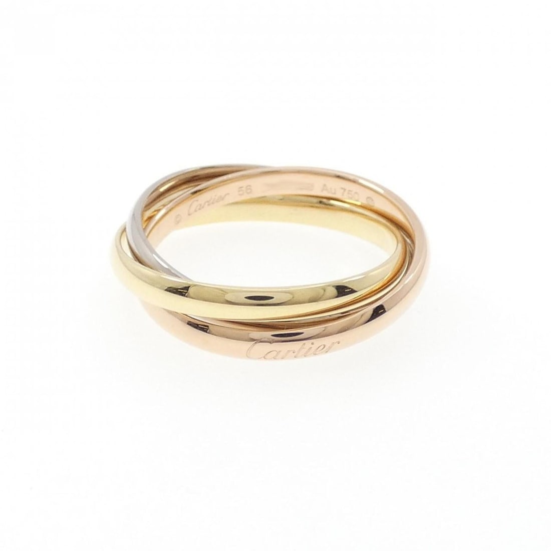Cartier Trinity Small Ring: --- Catalog ---Category: SizeUS Size: 8Brand Size: 56Category: DesignType: Band ringGender: WomenMaterial: Pink gold (18K), White gold (18K), Yellow gold (18K)Category: GeneralMPN: B4086100Brand: