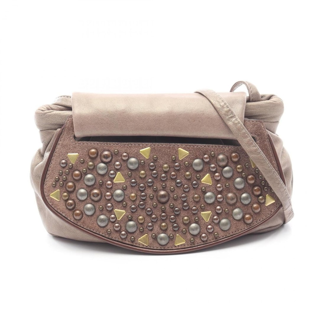 Loewe LOEWE bejeweled shoulder bag/handbag, leather, women's, gray/brown.: --- Catalog ---Category: SizeSize (HxWxD): 16cm x 22cm x 3cm / 6.29'' x 8.66'' x 1.18''Category: DesignType: Handbag, Shoulder bagColor: Brown, GrayGender: WomenMaterial: Leather Category: