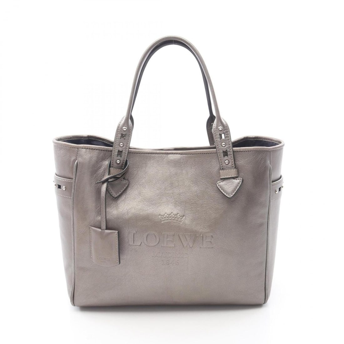Loewe Heritage Metallic Tote Bag/Handbag, Leather, Women's, Gray: --- Catalog ---Category: SizeSize (HxWxD): 24cm x 29cm x 12cm / 9.44'' x 11.41'' x 4.72''Category: DesignType: Handbag, Tote bagColor: GrayGender: WomenMaterial: Leather Category: GeneralBrand: Loewe-