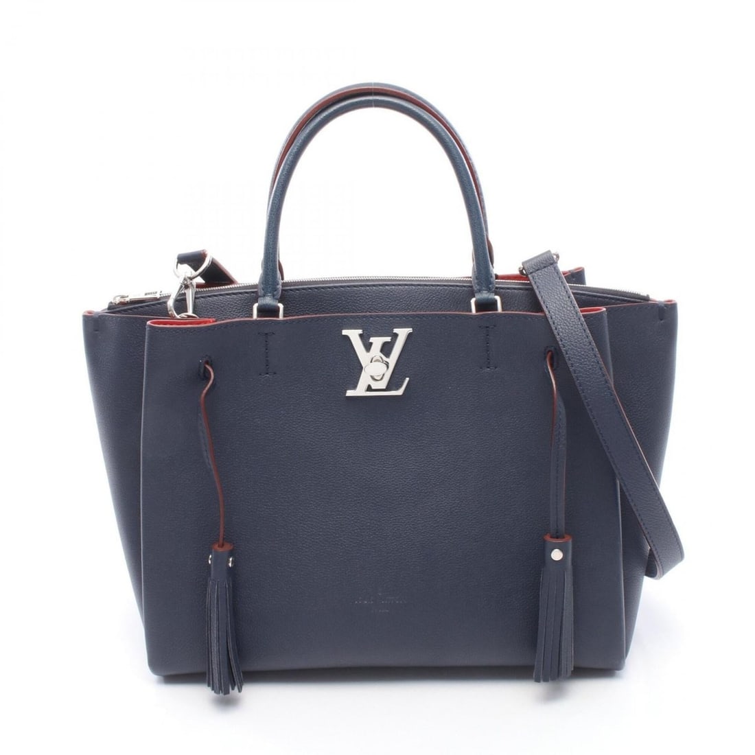 Louis Vuitton Lockmere Marine Rouge 2-Way Handbag, Leather, Women's, Navy/Red, M54571: --- Catalog ---Category: SizeSize (HxWxD): 25cm x 30cm x 14cm / 9.84'' x 11.81'' x 5.51''Category: DesignType: HandbagColor: Marine rouge, Navy, Red colorGender: WomenMaterial: Leather Category: Gener