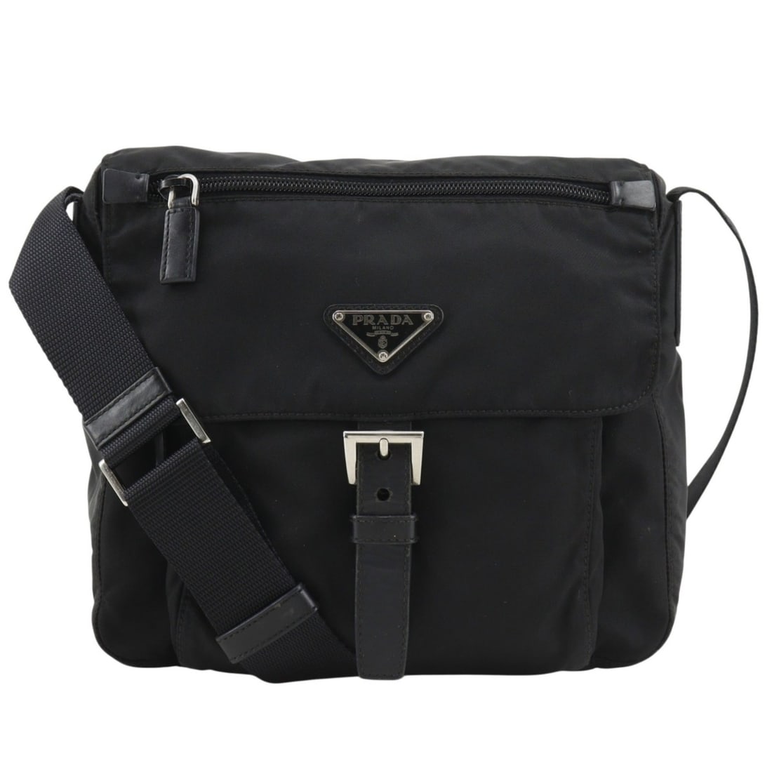 Prada PRADA Shoulder Bag, Nylon, Black, Belt Buckle, Women's: --- Catalog ---Category: SizeWeight: 330g / 11.64oz.Strap Drop: 59cm / 23.22''Size (HxWxD): 24cm x 24cm x 9cm / 9.44'' x 9.44'' x 3.54''Category: DesignType: Shoulder bagColor: BlackGender: WomenMater
