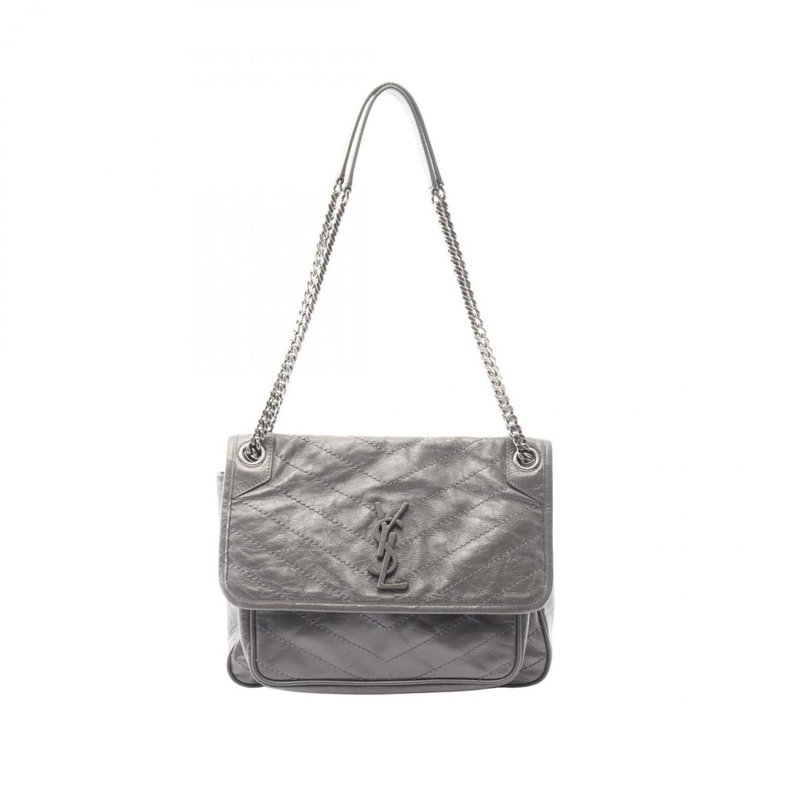 Yves Saint Laurent Saint Laurent Paris NIKI Medium Shoulder Bag/Handbag, Leather, Women's, Gray,: --- Catalog ---Category: SizeSize (HxWxD): 21cm x 27cm x 9cm / 8.26'' x 10.62'' x 3.54''Category: DesignType: Handbag, Shoulder bagColor: GrayGender: WomenMaterial: Leather Category: GeneralMPN: 49889