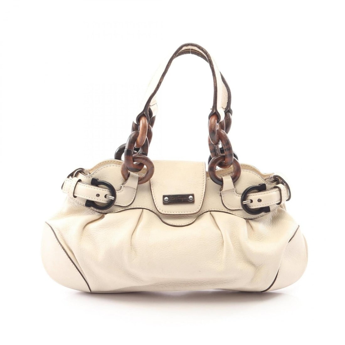 Salvatore Ferragamo Marissa Gancini Wood Chain Handbag, Leather, Women's, Ivory: --- Catalog ---Category: SizeSize (HxWxD): 17cm x 27cm x 3.5cm / 6.69'' x 10.62'' x 1.37''Category: DesignType: HandbagColor: IvoryGender: WomenMaterial: Leather Category: GeneralBrand: Salvatore Ferr