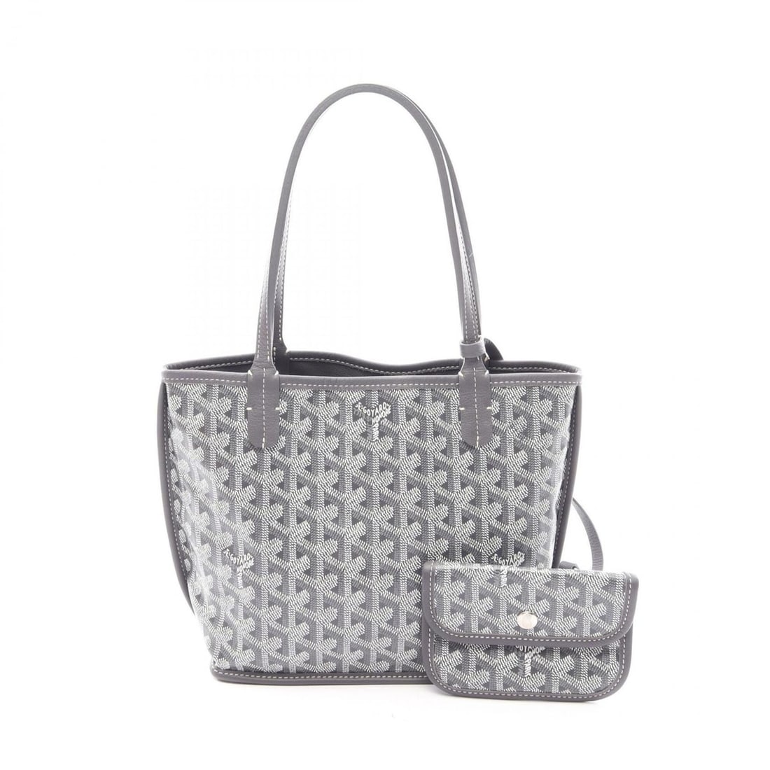 Goyard ANJCROMINCG51TY51P Reversible Mini Pouch Tote Bag Handbag Coated Canvas Leather Women's Gray: --- Catalog ---Category: SizeSize (HxWxD): 20cm x 21cm x 9cm / 7.87'' x 8.26'' x 3.54''Category: DesignType: Handbag, Pouch, Tote bagColor: GrayGender: WomenMaterial: Coated canvas , Leather Category: