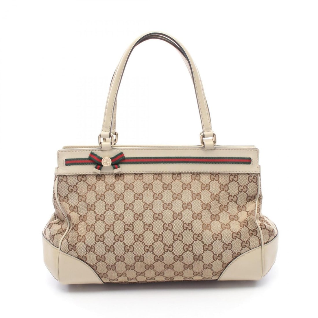 Gucci Mayfair GG Canvas Sherry Line Tote Bag Handbag Leather Women's Beige/Ivory 257063 (1 of 8)