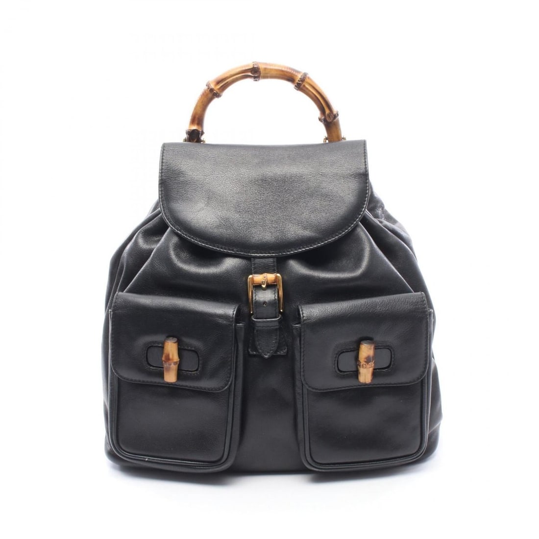 Gucci Bamboo Backpack/Handbag, Leather, Women's, Black, 003?1998?0016: --- Catalog ---Category: SizeSize (HxWxD): 30cm x 31cm x 9.5cm / 11.81'' x 12.2'' x 3.74''Category: DesignType: Backpack, HandbagColor: BlackGender: WomenMaterial: Leather Category: GeneralMPN: 003?19