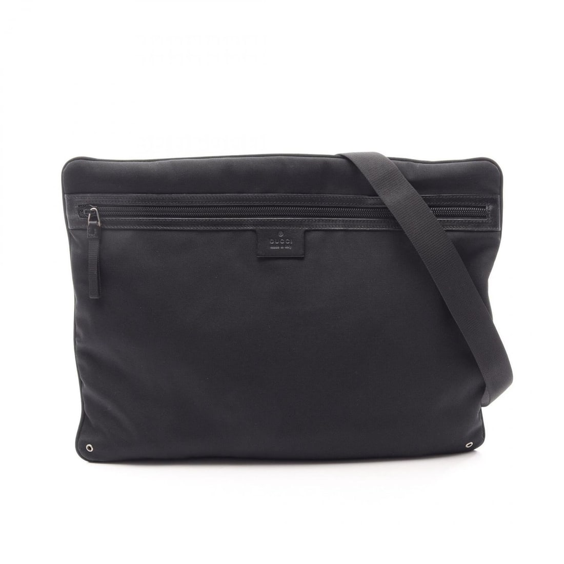 Gucci shoulder bag/handbag, canvas and leather, women's, black, 90477 (1 of 6)