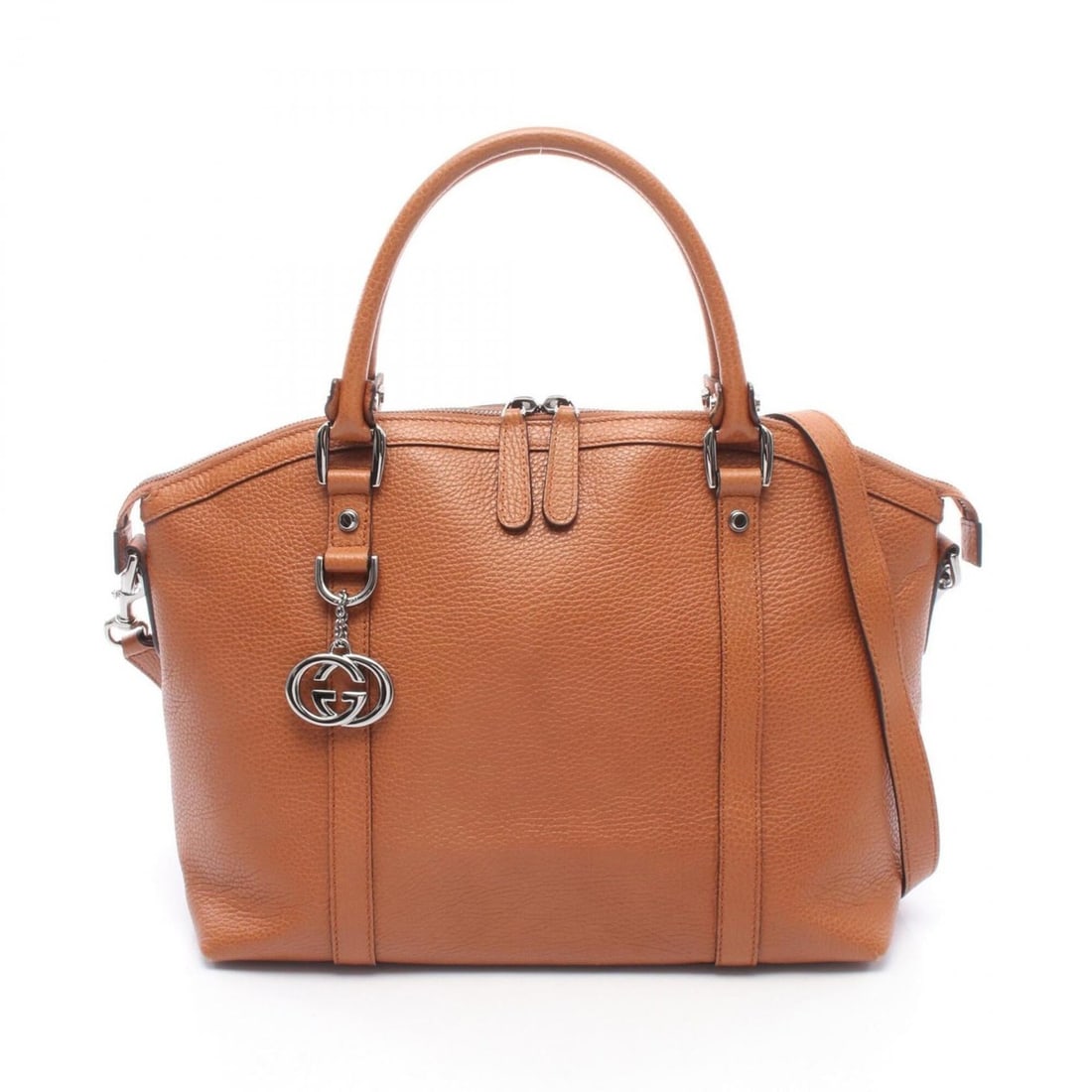 Gucci Interlocking G Charm 2-Way Tote Bag/Handbag, Leather, Women's, Brown, 341503 (1 of 12)