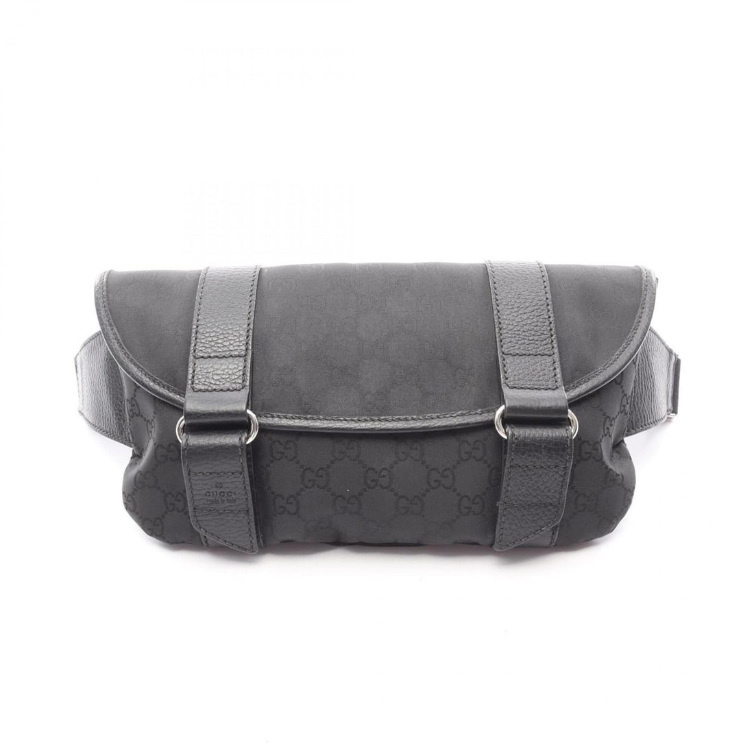 Gucci GG pattern waist bag, body handbag, nylon and leather, men's women's, black, 374617 (1 of 9)