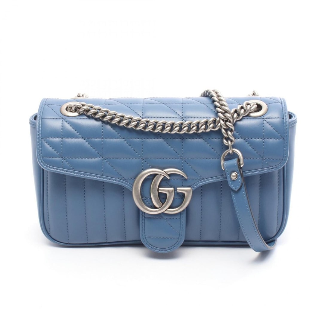 Gucci GG Marmont Quilted Small Shoulder Bag/Handbag, Leather, Women's, Blue, 443497: --- Catalog ---Category: SizeSize (HxWxD): 16cm x 25cm x 7cm / 6.29'' x 9.84'' x 2.75''Category: DesignType: Handbag, Shoulder bagColor: BlueGender: WomenMaterial: Leather Category: GeneralMPN: 443497