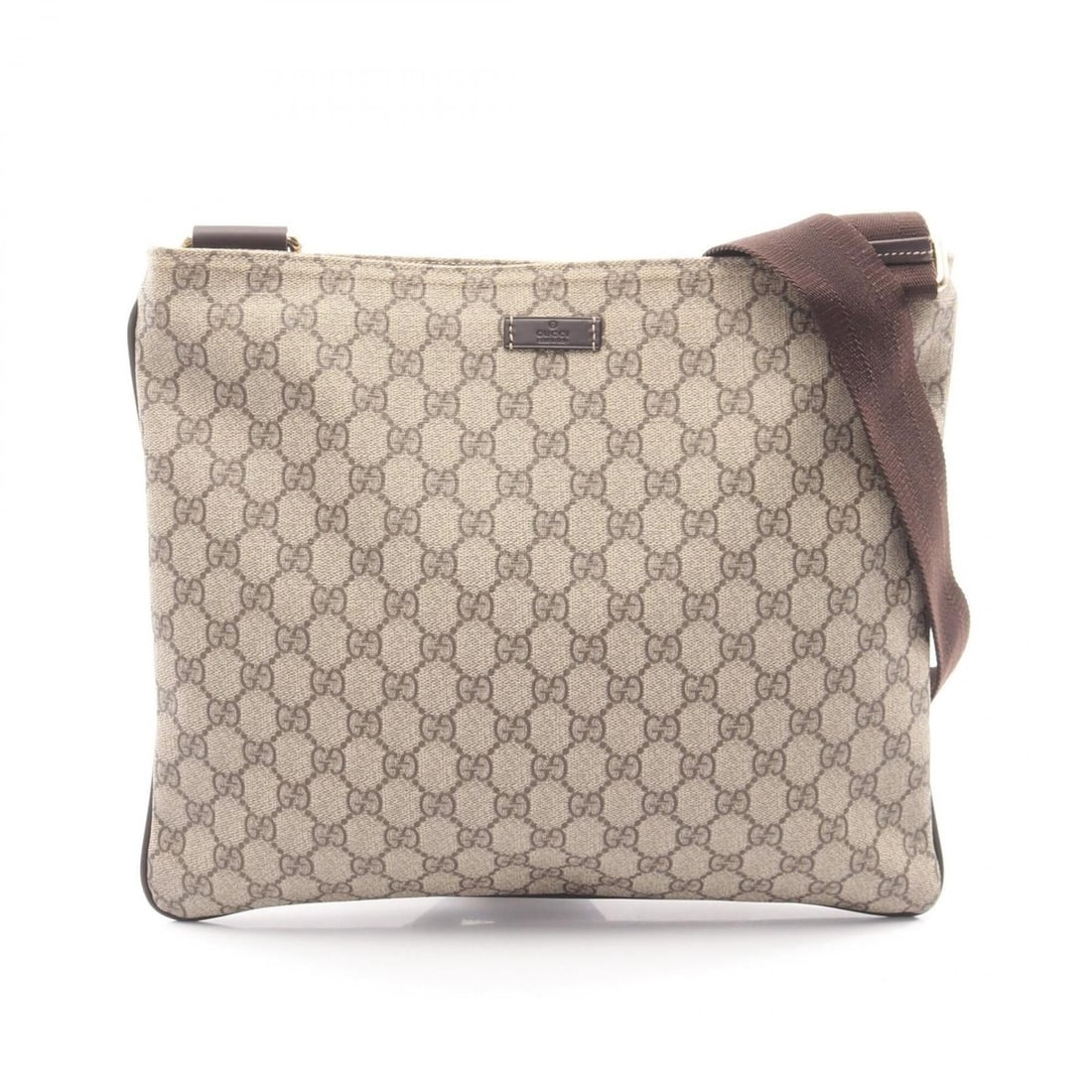Gucci GG Supreme Shoulder Bag/Handbag, Coated Canvas and Leather, Men's/Women's, Beige/Brown, 201446: --- Catalog ---Category: SizeSize (HxWxD): 30cm x 34cm x 1cm / 11.81'' x 13.38'' x 0.39''Category: DesignType: Handbag, Shoulder bagColor: Beige, BrownGender: Men,WomenMaterial: PVC , Leather Category