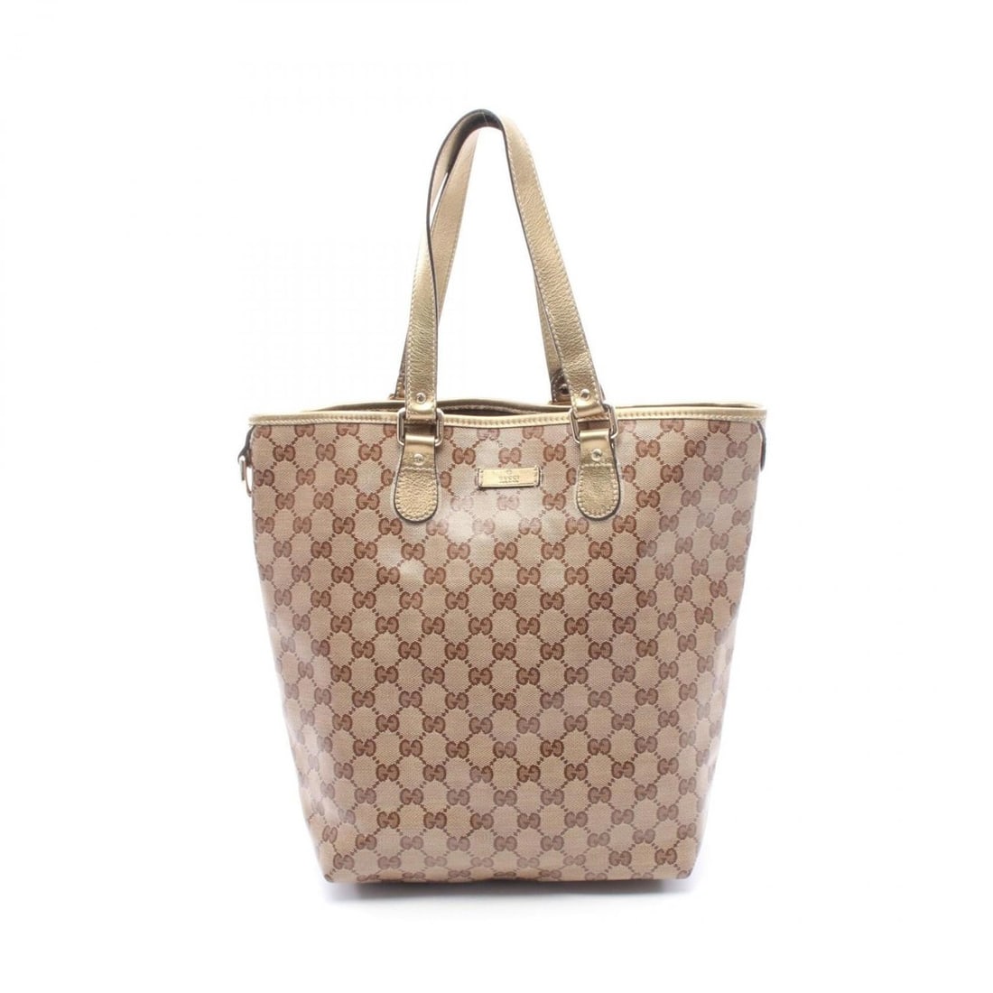 Gucci GG Crystal Tote Bag Handbag, Coated Canvas Leather, Women's, Beige, Brown, Gold, Item Number: --- Catalog ---Category: SizeSize (HxWxD): 31cm x 23.5cm x 12cm / 12.2'' x 9.25'' x 4.72''Category: DesignType: Handbag, Tote bagColor: Beige, Brown, GoldGender: WomenMaterial: PVC , Leather Category: