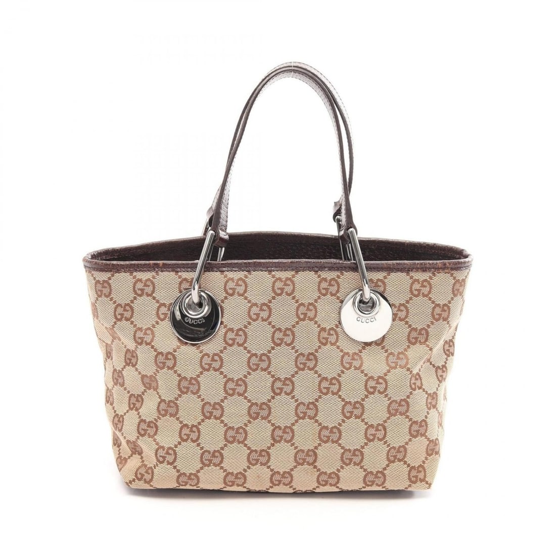 Gucci GG Canvas Tote Bag Handbag Leather Women's Beige/Brown 120844: --- Catalog ---Category: SizeSize (HxWxD): 16cm x 20cm x 11cm / 6.29'' x 7.87'' x 4.33''Category: DesignType: Handbag, Tote bagColor: Beige, BrownGender: WomenMaterial: Canvas , Leather Category: Gene