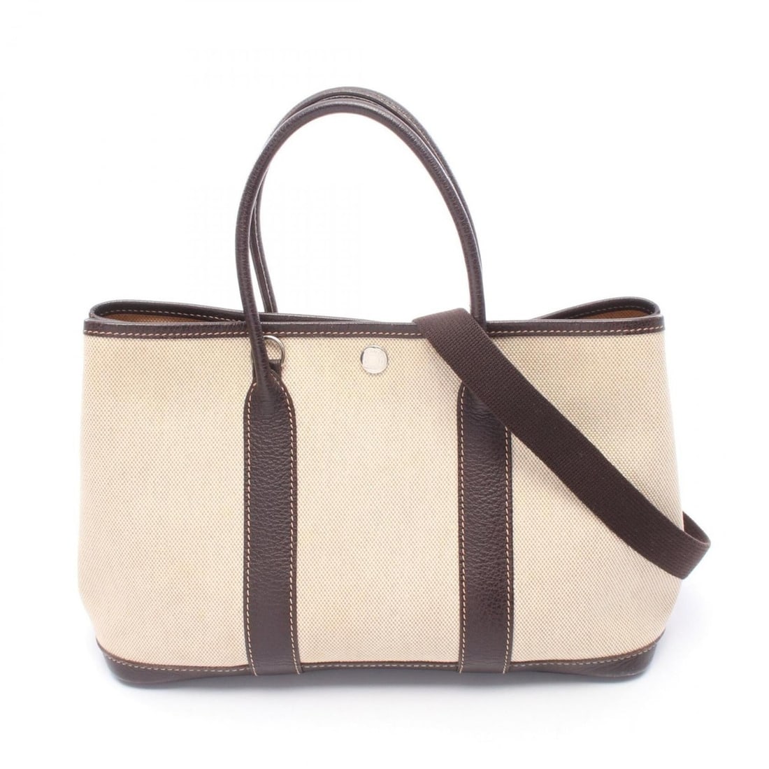 Hermes Garden Party TPM 2-Way Tote Bag/Handbag, Leather, Toile H, Women's, Beige/Brown: --- Catalog ---Category: SizeSize (HxWxD): 21cm x 30cm x 14cm / 8.26'' x 11.81'' x 5.51''Category: DesignType: Handbag, Tote bagColor: Beige, BrownGender: WomenMaterial: Toile H , Leather Category: Ge