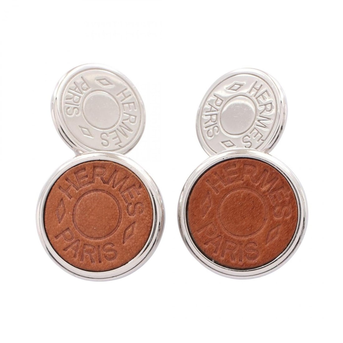 Hermes HERMES Sellier Cufflinks, Leather and Metal, Men's, Silver/Brown Tones: --- Catalog ---Category: SizeSize (HxWxD): 15.00mm x 15.00mm / 0.59'' x 0.59''Category: DesignType: CufflinksColor: BrownGender: MenMaterial: Leather, MetalCategory: GeneralBrand: Hermes--- Item List 
