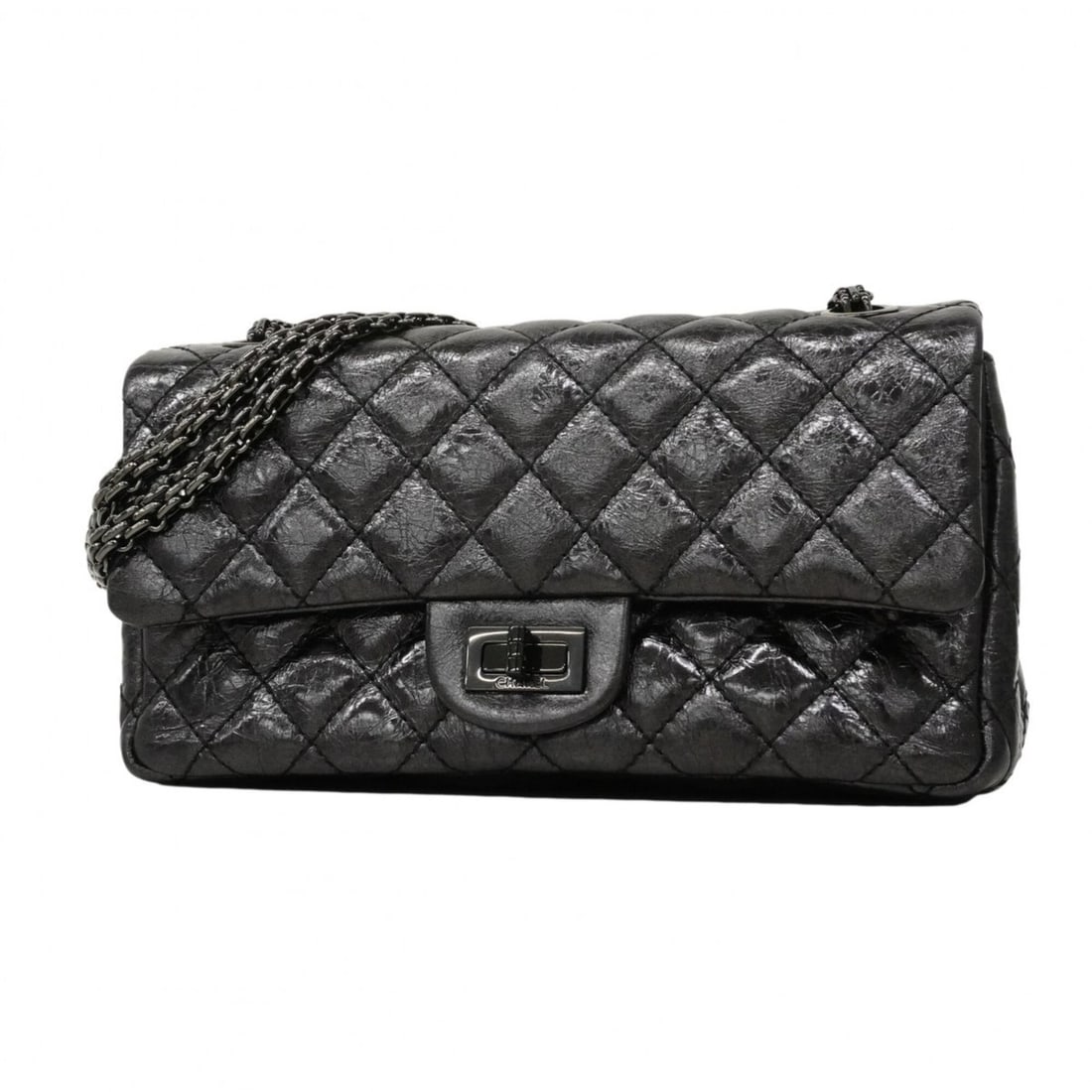 Chanel Shoulder Bag 2.55 Double Chain Calfskin Black Women's: --- Catalog ---Category: SizeSize (HxWxD): 13cm x 24cm x 15cm / 5.11'' x 9.44'' x 5.9''Category: DesignType: Shoulder bagColor: BlackGender: WomenMaterial: Leather Hardware Color: SilverLeather/Fur Ty