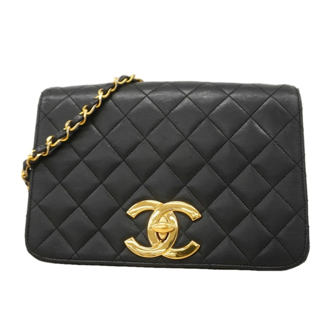 Chanel Matelassé Chain Shoulder Bag, Large Coco Design, Lambskin, Black, Women's: --- Catalog ---Category: SizeSize (HxWxD): 16cm x 22cm x 7cm / 6.29'' x 8.66'' x 2.75''Category: DesignType: Shoulder bagColor: BlackGender: WomenMaterial: Leather Hardware Color: GoldLeather/Fur Type