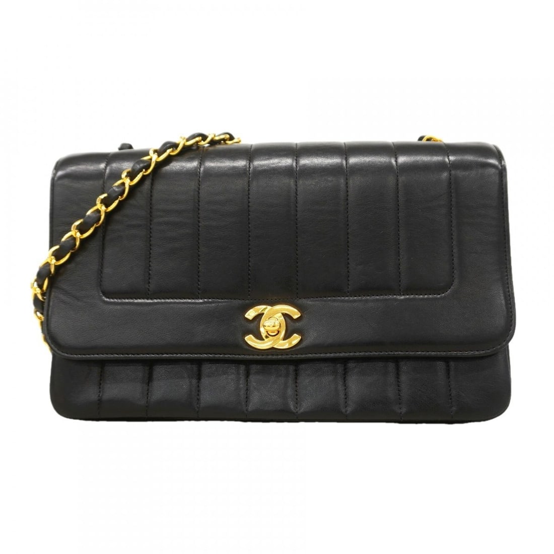 Chanel Mademoiselle Chain Shoulder Bag, Lambskin, Black, Women's: --- Catalog ---Category: SizeSize (HxWxD): 16.5cm x 24.5cm x 7cm / 6.49'' x 9.64'' x 2.75''Category: DesignType: Shoulder bagColor: BlackGender: WomenMaterial: Leather Hardware Color: GoldLeather/Fur 