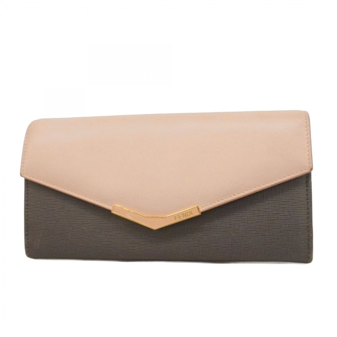 Fendi long wallet, leather, pink and gray, women's. (1 of 10)