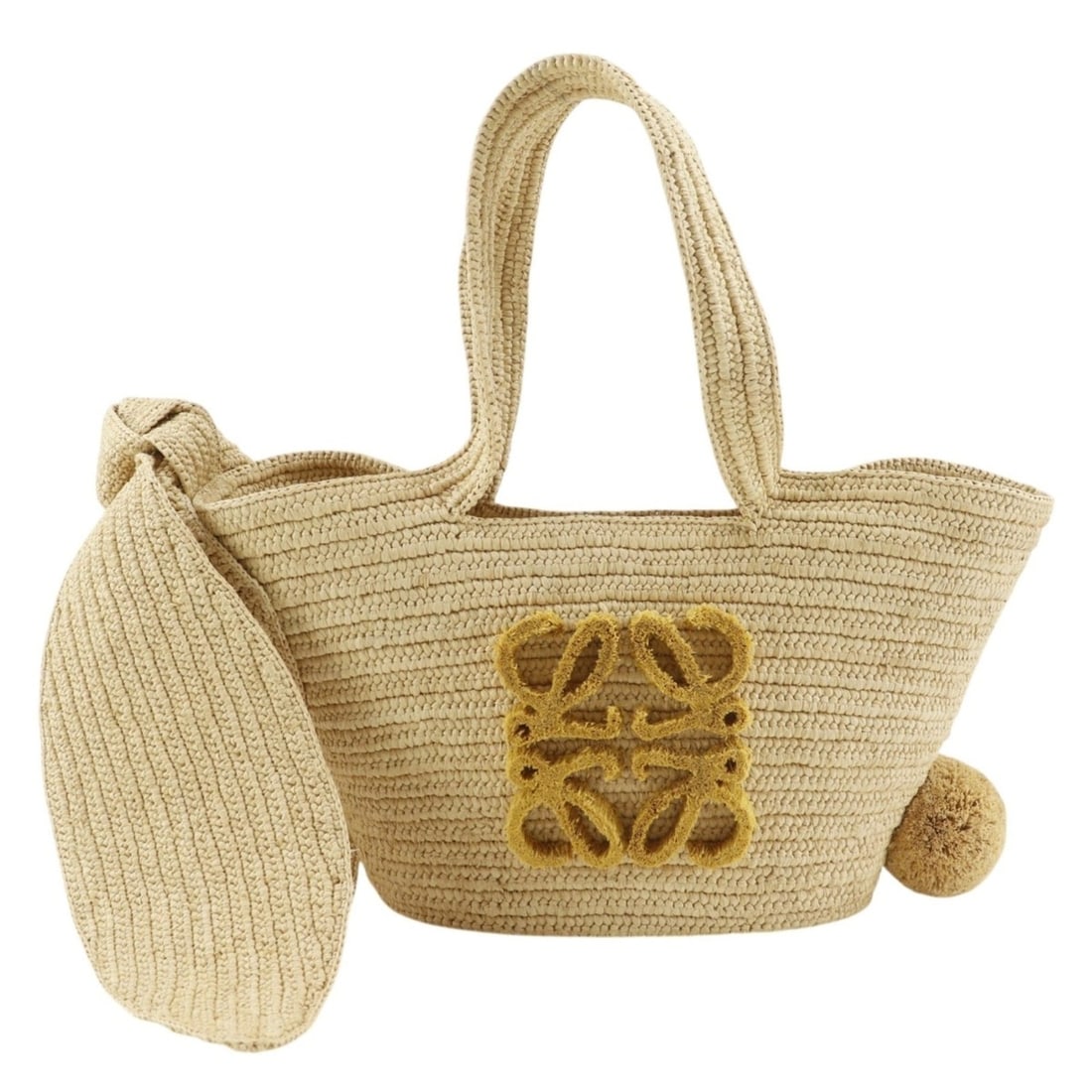 Loewe Bunny Basket Handbag, A223S17X01, Raffia x Calfskin, Made in Madagascar, Natural Beige, (1 of 18)