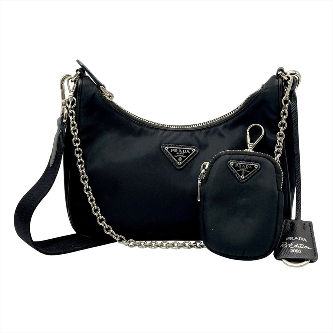 Prada Re-Edition 2005 Re-Nylon Shoulder Bag, 2-Way, Nylon, 1BH204, Black, Handbag with Pouch (1 of 14)
