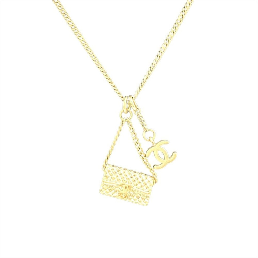 Chanel Matelassé Handbag Motif Necklace GPg Gold 05A Women's: --- Catalog ---Category: SizePendant Size: 27mm x 15mm / 1.06'' x 0.59''Neck Circumference: 42 cm / 16.53''Category: DesignColor: GoldGender: WomenMaterial: Gold platingNecklace Type: Pendant necklace