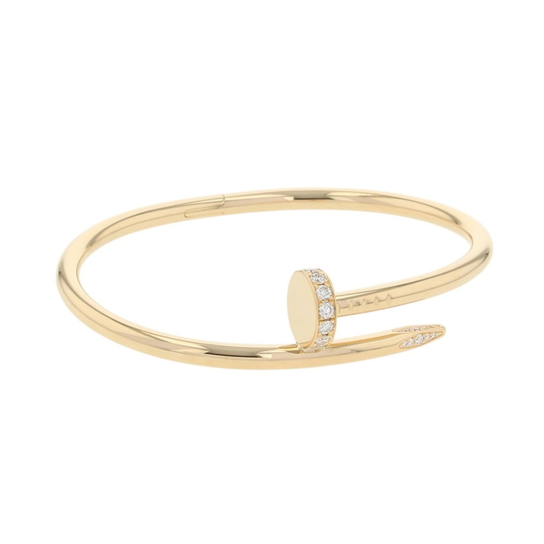 Cartier Juste un Clou Classic Bracelet, 32 Diamonds (0.58ct total), 18K Yellow Gold, Size 17,: --- Catalog ---Category: SizeLength: 17cm / 6.69''Category: DesignType: Charm braceletGender: WomenMaterial: Yellow gold (18K)Category: GeneralLine: Juste un ClouBrand: Cartier--- Item List ---Section