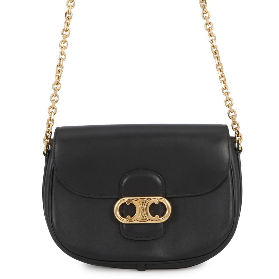 Celine Chain Shoulder Bag, Maillon Triomphe Leather, 19134, Black, Handbag (1 of 18)