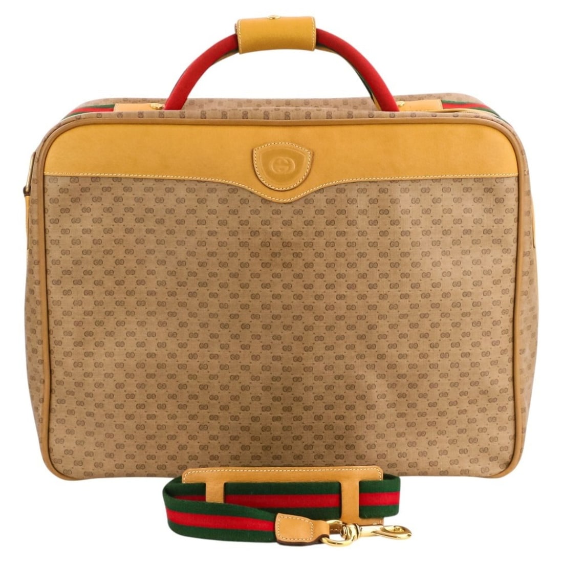 GUCCI Micro GG Sherry Line Travel Bag Boston Beige Brown Men's Women's: --- Catalog ---Category: SizeSize (HxWxD): 33cm x 43cm x 18cm / 12.99'' x 16.92'' x 7.08''Category: DesignType: Boston bagColor: Beige, BrownGender: Men,WomenCategory: GeneralBrand: Gucci--- Item List