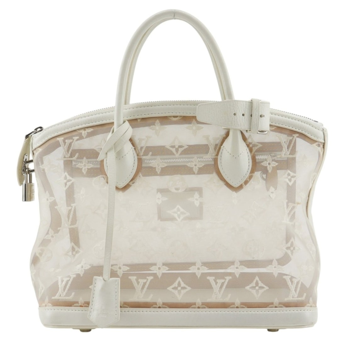 Louis Vuitton Lockit handbag, Monogram Transparency, M40699, nylon canvas x leather, white, made in: --- Catalog ---Category: SizeWeight: 575g / 1.26lb.Handle Drop: 14.00cm / 5.51''Size (HxWxD): 34cm x 32cm x 15cm / 13.38'' x 12.59'' x 5.9''Category: DesignType: HandbagColor: Blanc, WhiteGender: Wome