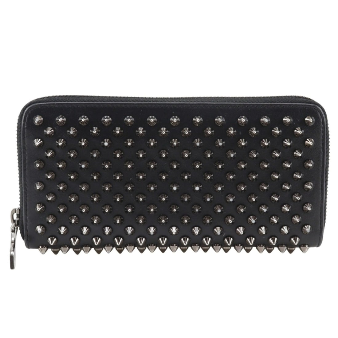 Christian Louboutin Panettone Studded Round Zip Long Wallet 1175099 Calfskin Black Around Unisex: --- Catalog ---Category: SizeWeight: 260g / 9.17oz.Size (HxWxD): 10cm x 19.5cm x 2cm / 3.93'' x 7.67'' x 0.78''Category: DesignType: Wallet (bi-fold)Color: BlackGender: UnisexClosure: ZipperMaterial: 
