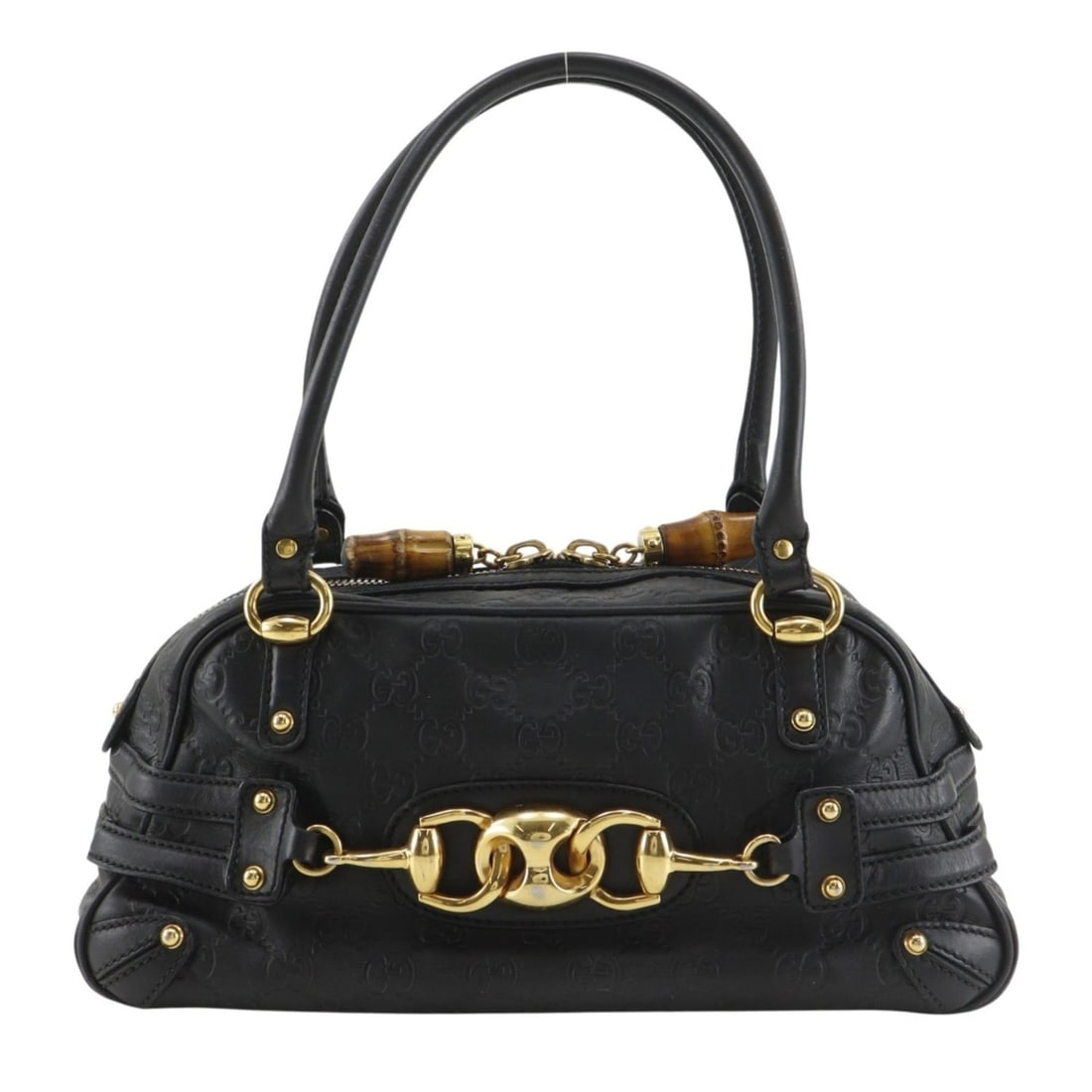 Gucci Guccissima handbag, Horsebit design, bamboo, discontinued model, embossed leather x made in (1 of 19)