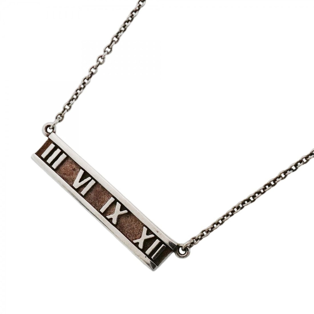 Tiffany & Co. Atlas Bar Necklace, Sterling Silver 925, Women's, P2898825: --- Catalog ---Category: SizePendant Size: 4.8mm x 19.9mm / 0.18'' x 0.78''Neck Circumference: 41 cm / 16.14''Category: DesignGender: WomenMaterial: Silver 925Necklace Type: NecklaceCategory: GeneralB