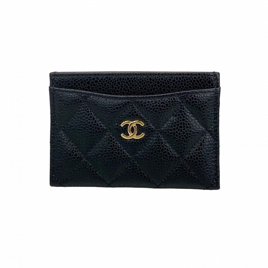 Chanel Business Card Holder/Card Case, Matelassé Caviar Leather, Black, Women's, P2888257: --- Catalog ---Category: DesignType: Card caseColor: BlackGender: WomenMaterial: Grained Calfskin Category: GeneralBrand: ChanelCategory: Physical PropertiesSize (HxWxD): 7.5cm x 11cm x 5mm / 2.95'' x