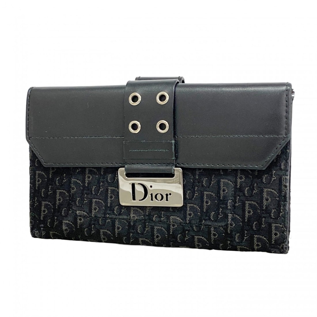 Christian Dior Wallet, Street Chic, Canvas and Leather, Black, Women's: --- Catalog ---Category: SizeSize (HxWxD): 10cm x 16cm x 2.5cm / 3.93'' x 6.29'' x 0.98''Category: DesignType: Wallet (bi-fold)Color: BlackGender: WomenMaterial: Canvas , Leather Category: GeneralBran