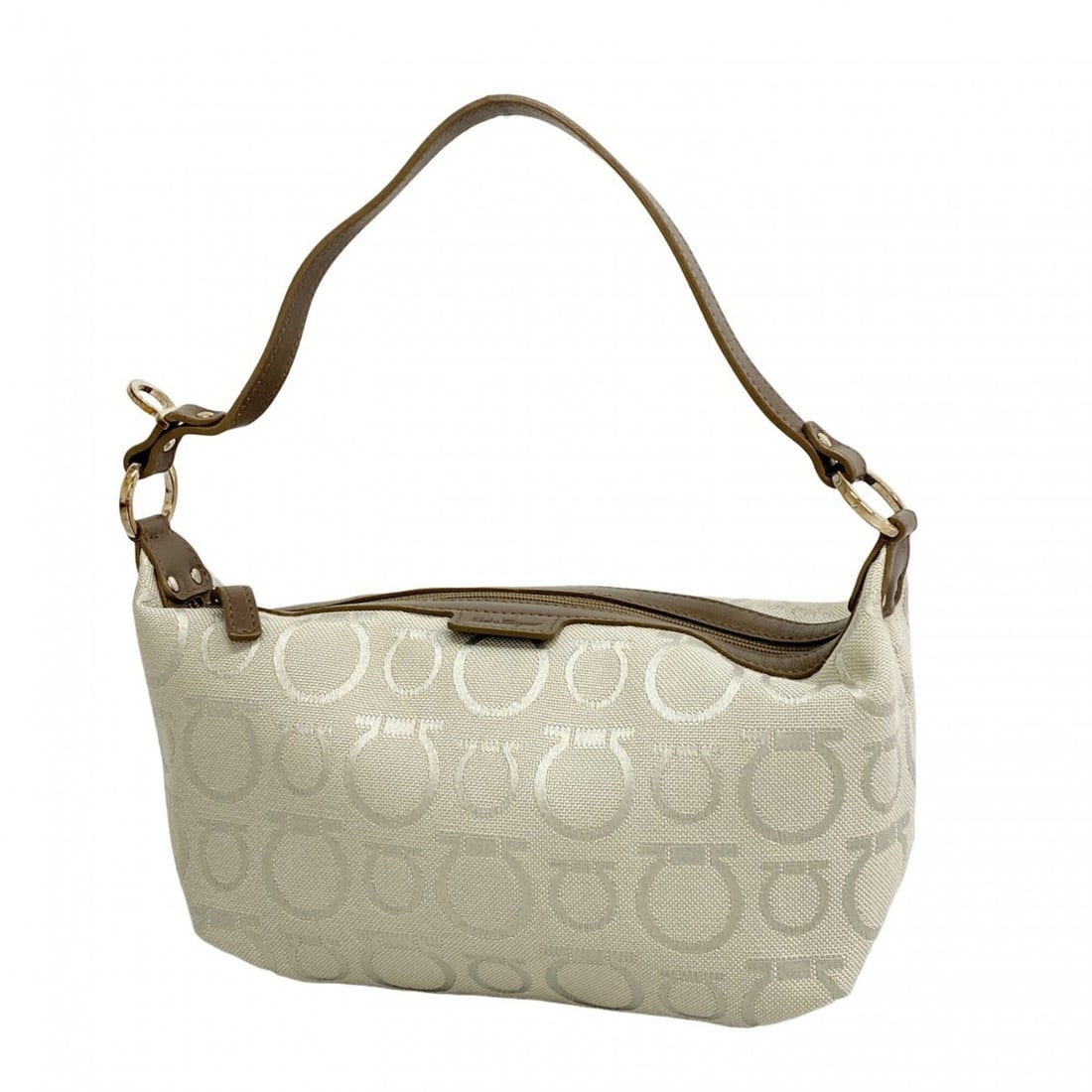 Salvatore Ferragamo Gancini Canvas Handbag, Gray, Women's: --- Catalog ---Category: SizeSize (HxWxD): 12.5cm x 20cm x 7cm / 4.92'' x 7.87'' x 2.75''Category: DesignType: HandbagColor: GrayGender: WomenMaterial: Canvas Hardware Color: SilverCategory: GeneralBr