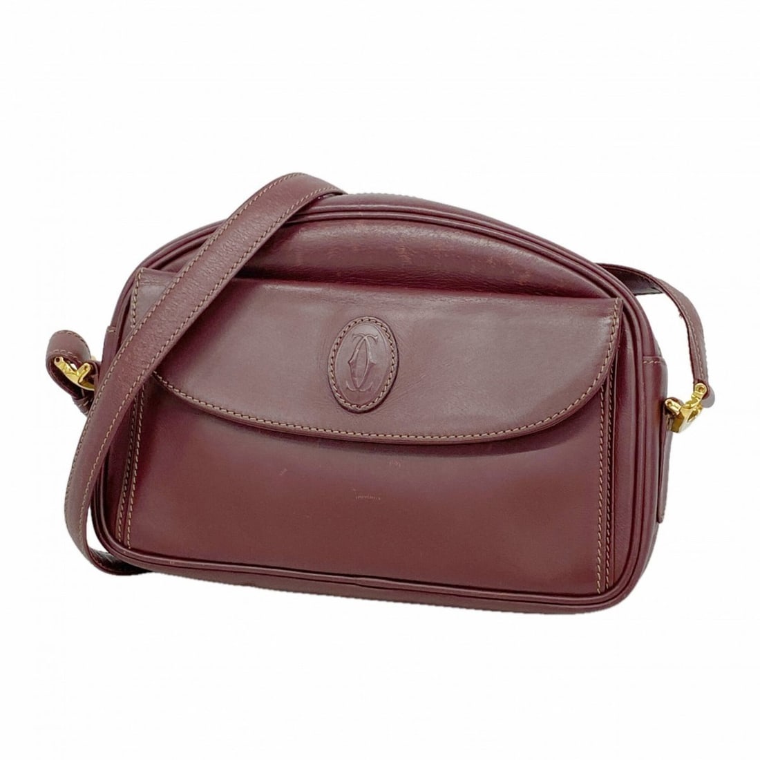 Cartier Must Shoulder Bag, Leather, Bordeaux, Women's: --- Catalog ---Category: SizeSize (HxWxD): 16cm x 23cm x 5cm / 6.29'' x 9.05'' x 1.96''Category: DesignType: Shoulder bagColor: BordeauxGender: WomenMaterial: Leather Hardware Color: GoldCategory: Gen