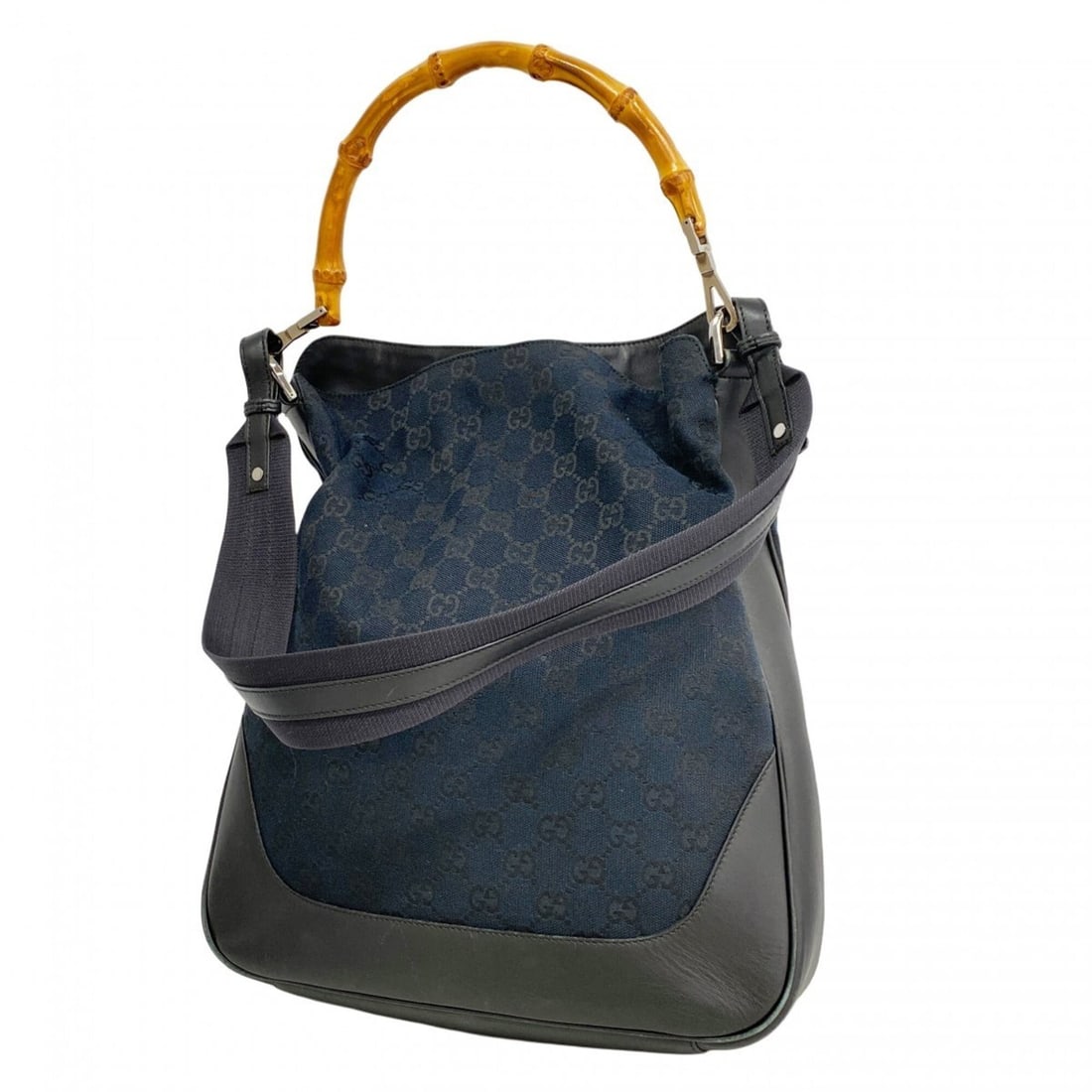 Gucci GG Canvas Bamboo Handbag 001 4058 Black 2-way Bag for Women: --- Catalog ---Category: SizeSize (HxWxD): 34cm x 29.5cm x 9cm / 13.38'' x 11.61'' x 3.54''Category: DesignType: HandbagColor: BlackGender: WomenMaterial: Canvas Hardware Color: SilverCategory: Genera