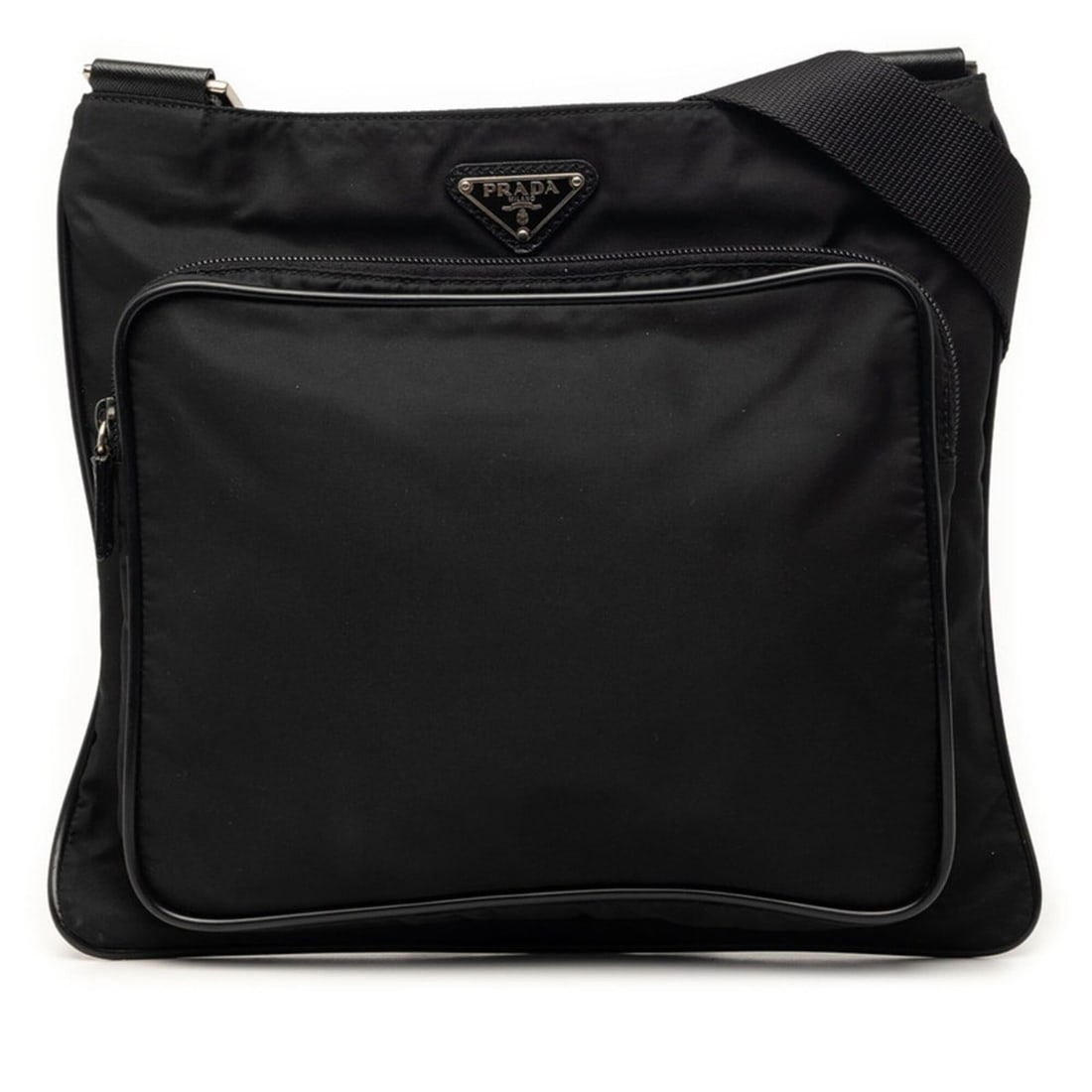 Prada Triangle Logo Plate Crossbody Shoulder Bag, Black Nylon, Women's PRADA: --- Catalog ---Category: SizeSize (HxWxD): 27cm x 29.5cm x 5.00mm / 10.62'' x 11.61'' x 0.19''Category: DesignType: Shoulder bagColor: BlackGender: WomenMaterial: Nylon Category: GeneralBrand: Prada--