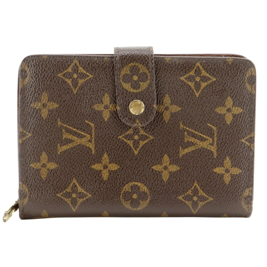 Louis Vuitton Porte Papier Zip Bi-fold Wallet M61207 Monogram Canvas 2002 Brown SP0012 Snap Button: --- Catalog ---Category: SizeWeight: 190g / 6.7oz.Size (HxWxD): 15.5cm x 10.5cm x 2cm / 6.1'' x 4.13'' x 0.78''Category: DesignType: Wallet (bi-fold)Color: BrownGender: WomenMaterial: Monogram Categor