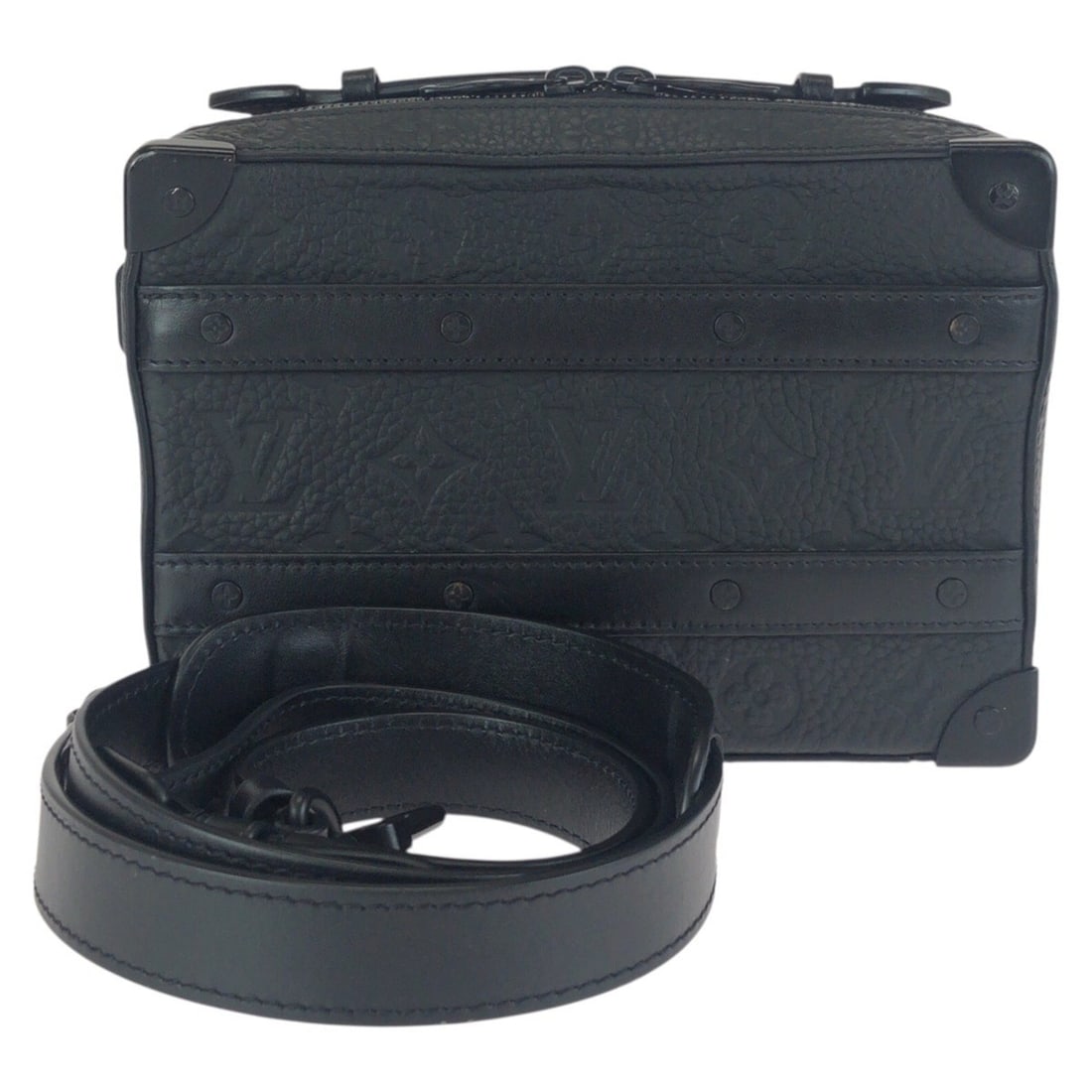LOUIS VUITTON Louis Vuitton Monogram Handle Soft Trunk Black Leather M59163 Shoulder Bag Handbag (1 of 10)