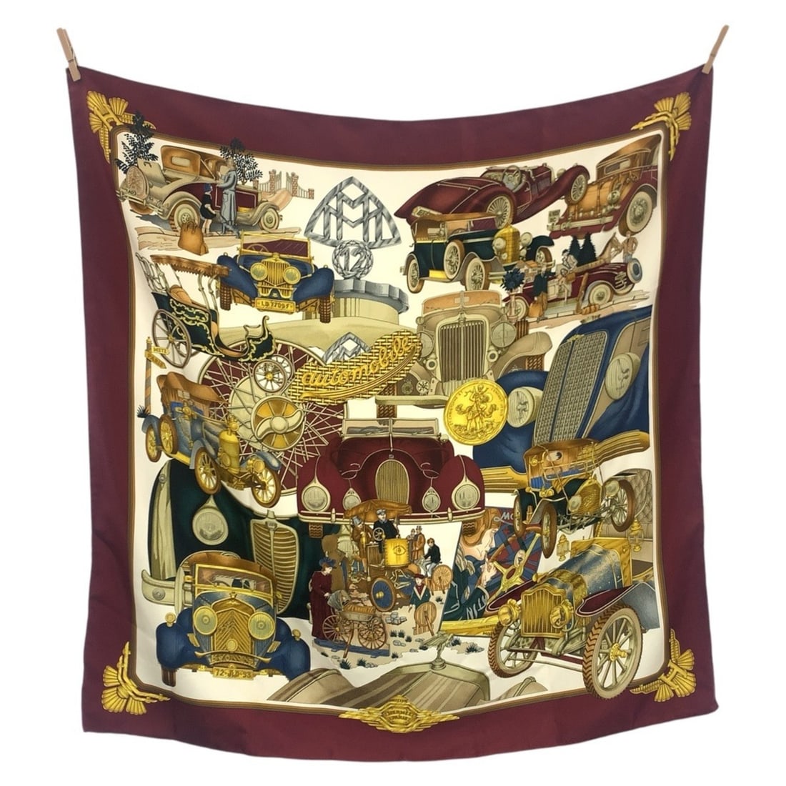 HERMES Carre 90 Wine Red Multicolor Silk Scarf/Muffler for Women: --- Catalog ---Category: SizeSize (LxW): 88cm x 88cm / 34.64'' x 34.64''Category: DesignType: ScarfColor: Multi-color, Red colorGender: WomenMaterial: Silk Category: GeneralBrand: HermesCountry of Ori