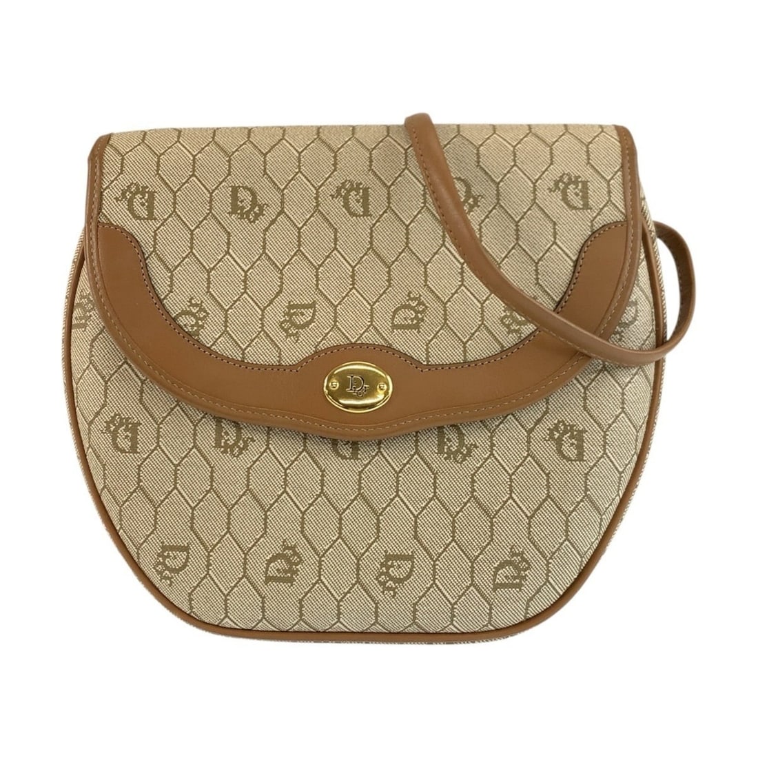 Christian Dior Vintage Honeycomb Pattern Beige Brown Leather Shoulder Bag/Pouch for Women: --- Catalog ---Category: SizeSize (HxWxD): 19cm x 20cm x 7cm / 7.48'' x 7.87'' x 2.75''Category: DesignType: Pochette, Shoulder bagColor: Beige, BrownGender: WomenMaterial: Leather , PVC Category: Gen
