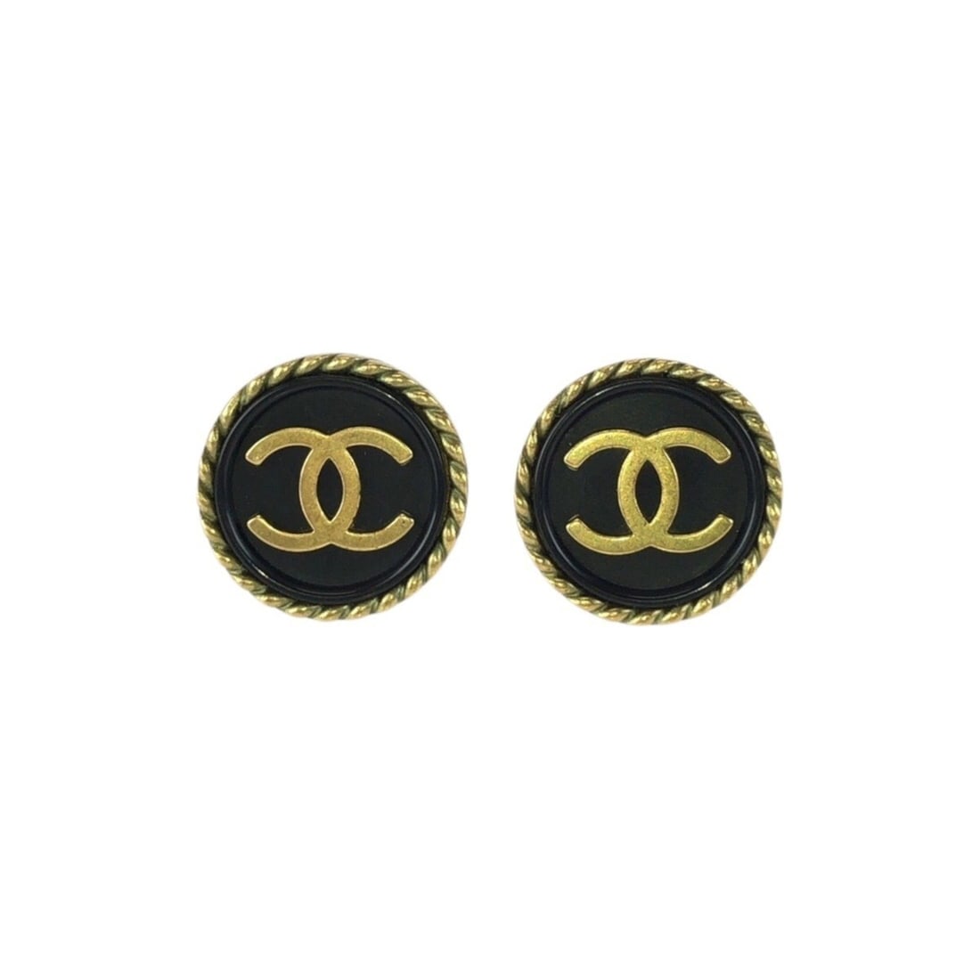 CHANEL Vintage Coco Mark Earrings, Black with Gold Hardware, Stamped 94 A, Women's.: --- Catalog ---Category: SizeSize (HxWxD): 20.00mm x 20.00mm / 0.79'' x 0.79''Category: DesignType: Clip earringsColor: BlackGender: WomenSeason: VintageMaterial: Gold platingCategory: GeneralBrand: C