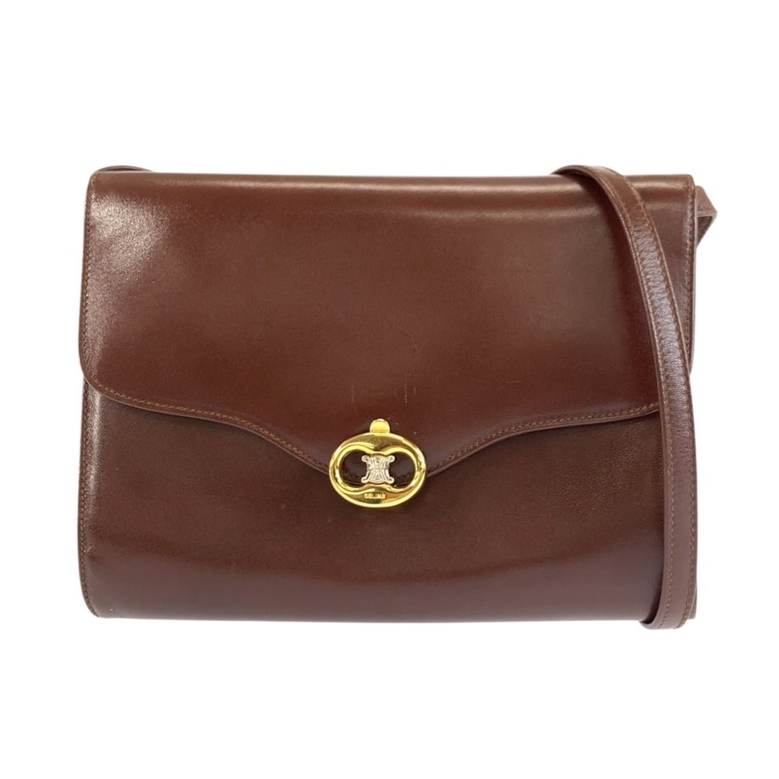CELINE Vintage Blazon Brown Leather Shoulder Bag/Pochette (F 08): --- Catalog ---Category: SizeSize (HxWxD): 16cm x 22cm x 3cm / 6.29'' x 8.66'' x 1.18''Category: DesignType: Pochette, Shoulder bagColor: BrownGender: WomenMaterial: Leather Category: GeneralMPN: F/08