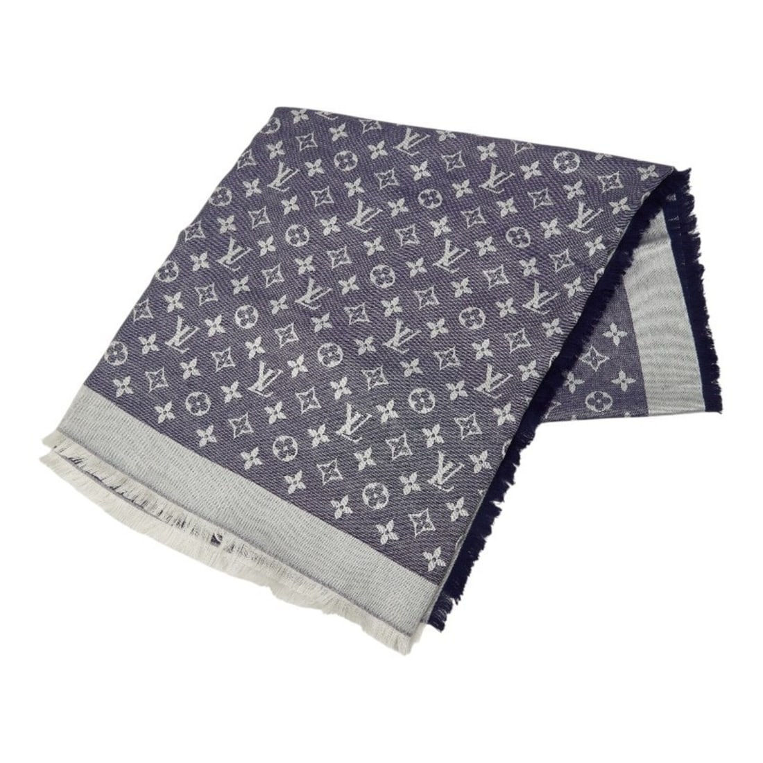 Louis Vuitton Monogram Shine Large Stole Shawl Navy Silk Wool Women's LOUIS VUITTON: --- Catalog ---Category: SizeSize (LxW): 1.43m x 1.43m / 56.29'' x 56.29''Category: DesignType: StoleColor: NavyGender: WomenMaterial: Silk , Wool Category: GeneralBrand: Louis Vuitton--- Item List --