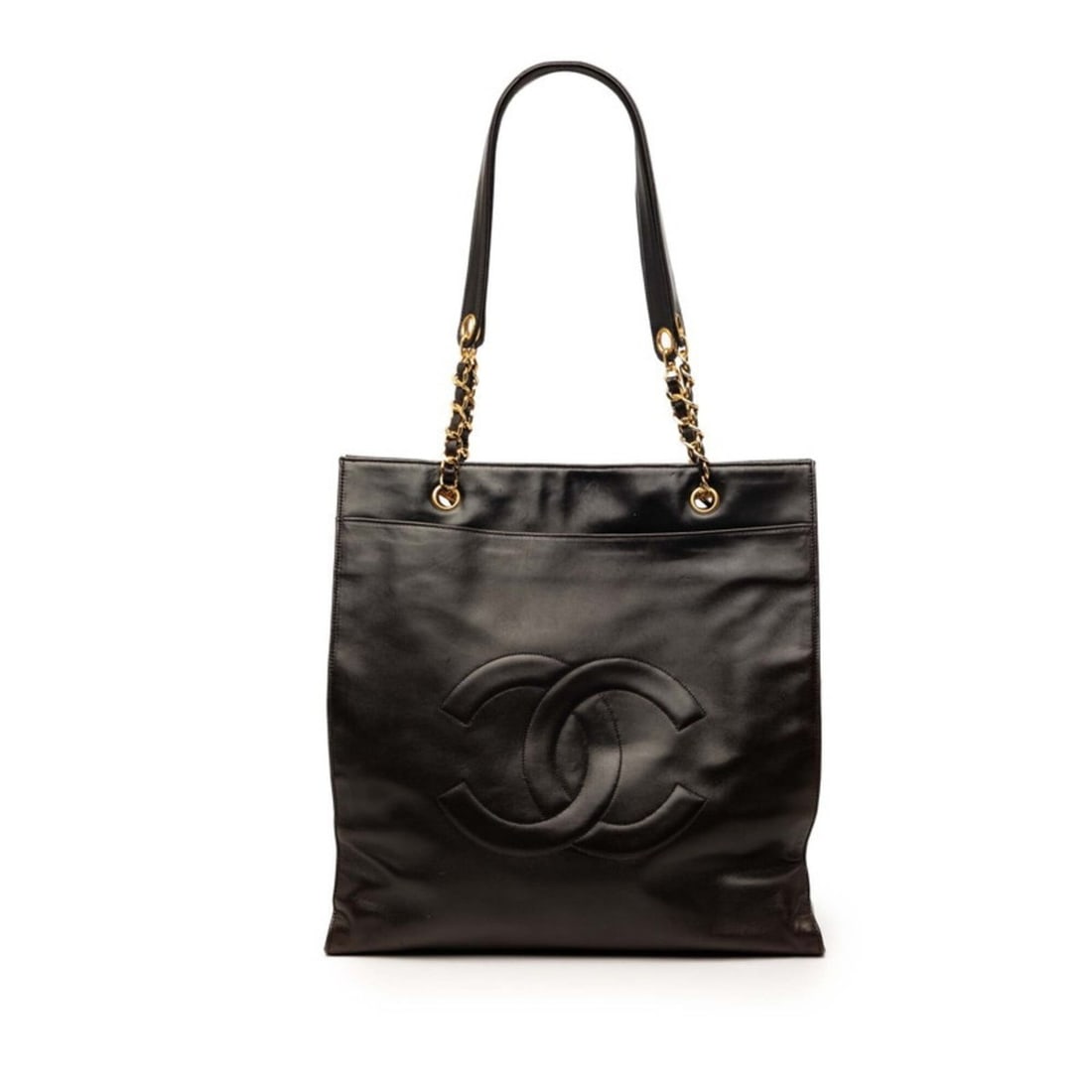 Chanel Coco Mark Big Chain Shoulder Bag, Black Leather, Women's CHANEL: --- Catalog ---Category: SizeSize (HxWxD): 37cm x 35cm x 12cm / 14.56'' x 13.77'' x 4.72''Category: DesignType: Shoulder bagColor: BlackGender: WomenMaterial: Leather Category: GeneralBrand: Chanel---