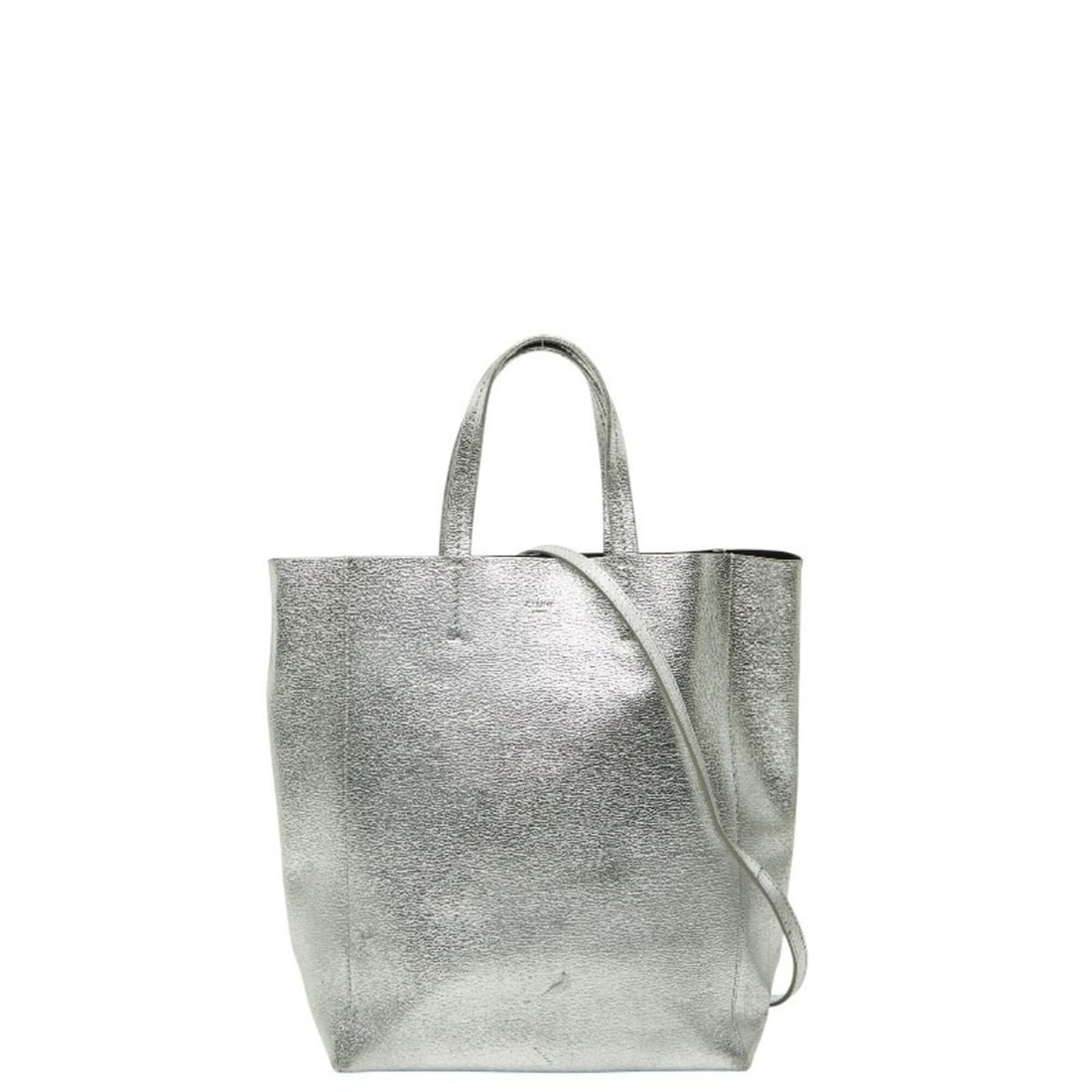 Celine Vertical Cabas Small Handbag Shoulder Bag 2-Way Silver Leather Women's CELINE (1 of 11)